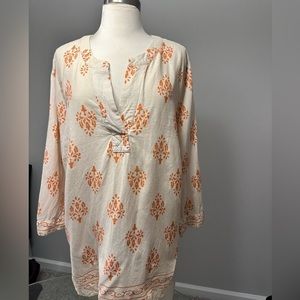 TAHARI WOMEN COLLAR ROLL TAB LONG TUNIC SHITT BLOUSE~1X